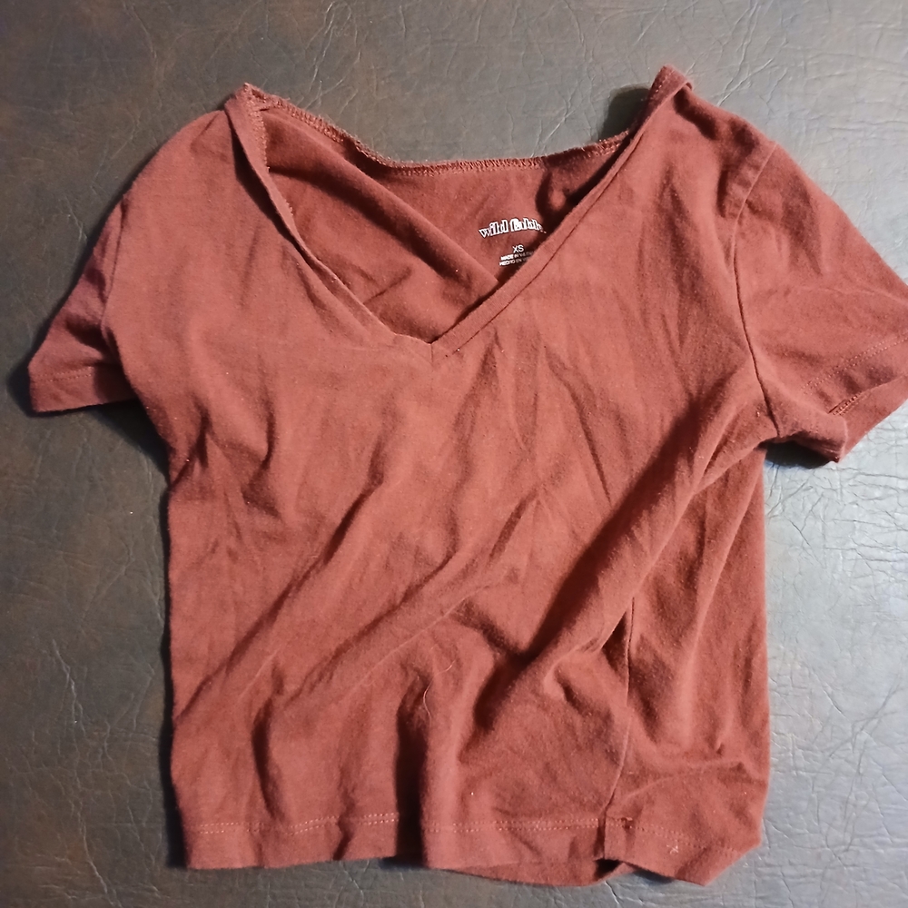 Wild Fable Rust V-Neck Short Sleeve Tee